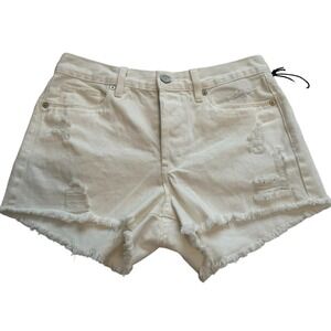 BLANKNYC Women's White‎ Denim Distressed Frayed Hem Shorts Size 27